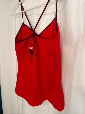 Alo Red Strappy Tank with Contrast Trim